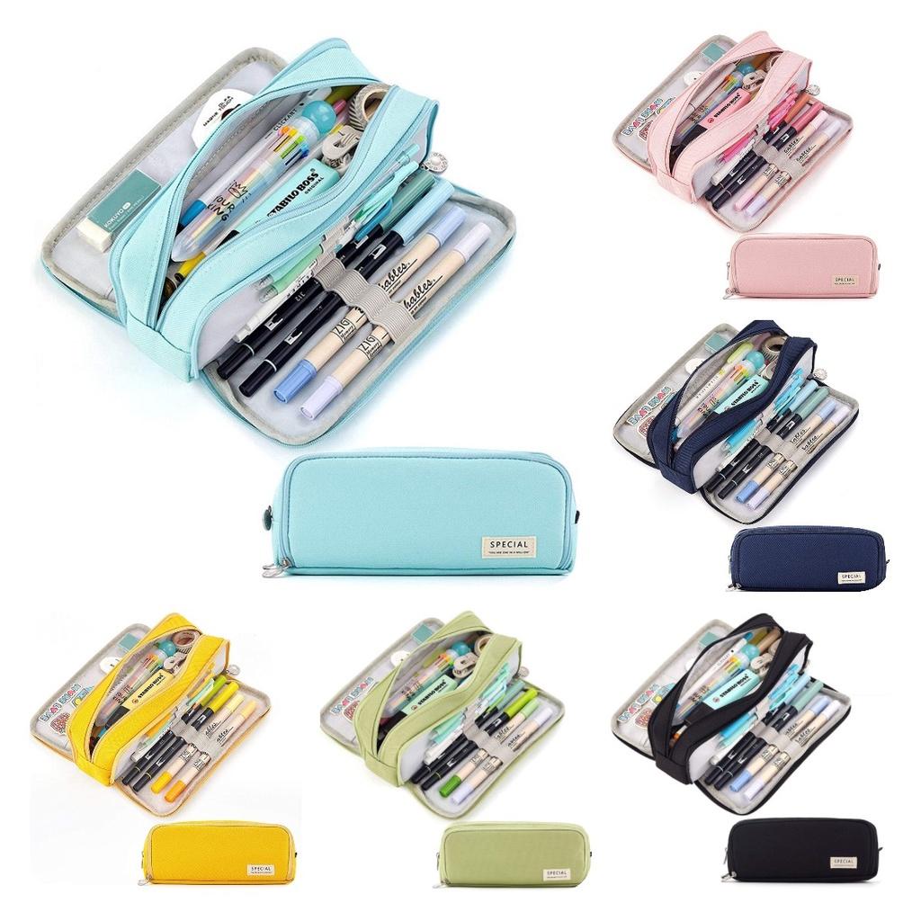 Style Korean Trendy Large Capacity Pencil Case Minimalist Durable Bag Canvas