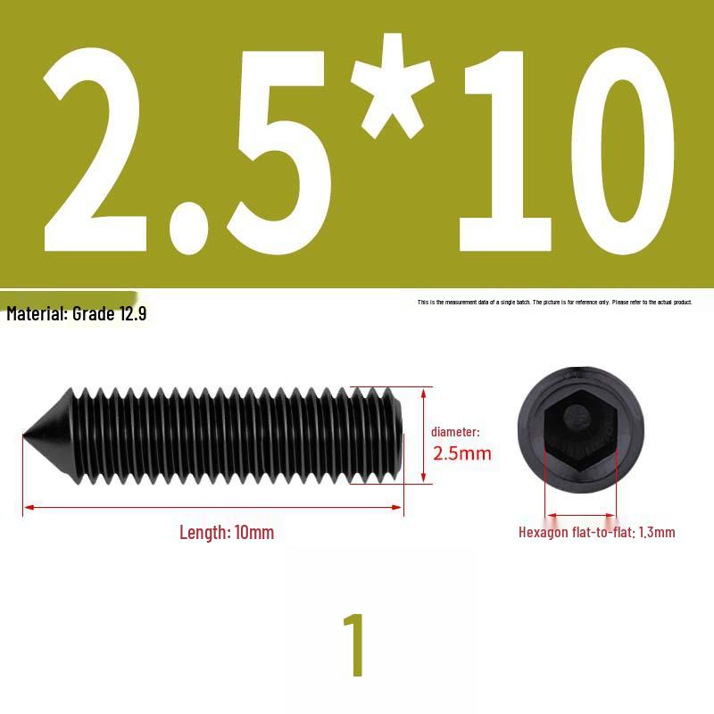 12.9 Edelstahl 304 Innensechskant Kegelspitze Gewindestift M2/M3
