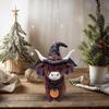 Halloween Highland Cow Resin Figurine Wizard Hat Pumpkin Broom Cattle Statue Sculpture Holiday Party Decoration Ornament