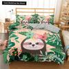 Cartoon Sloth Bedding Set for Bedroom Home Manga Style Sloth Print Duvet Cover Lazy Sleeping Australian Animal Soft Quilt Cover