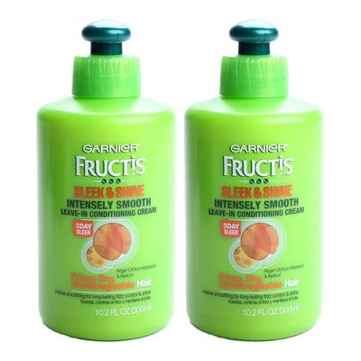 Garnier Fructis Crema Balsamo Senza Risciacquo Sleek & Shine Intensely Smooth, 300ml, 2 unità