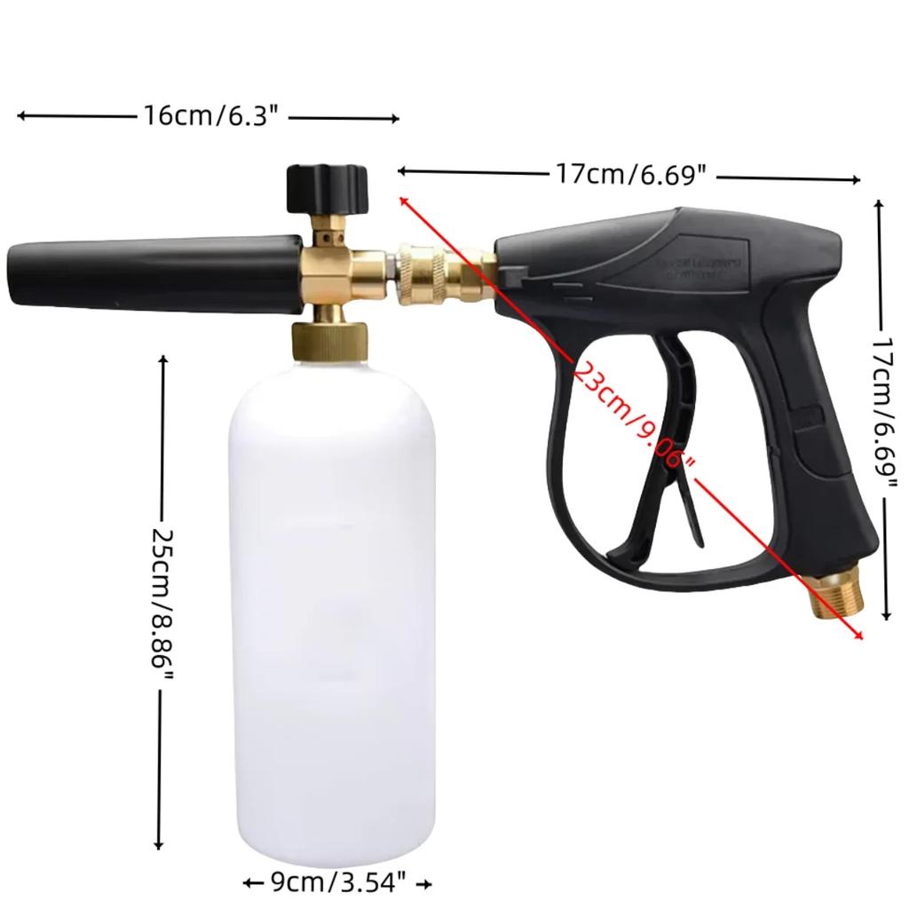 1 L Snowflake Foam Pot 1/4 In Quick Connect High-pressure Foam Spray Bottle PA Adjustable Cleaning Gun Professional Foam Gun G