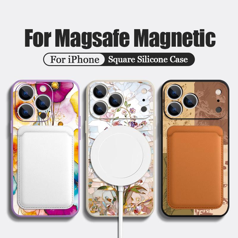 Magnetische Kreative Blumenmuster Handyhülle Für iPhone 17e 17 16 15 14 13 Pro Max 16e Für Magsafe Kabelloses Laden TPU Weiche Hülle