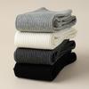 5 Pairs Women Rib Knitted Cotton Over The Calf Socks with Thick Double Stitching Classical Solid Color Knee Length Socks