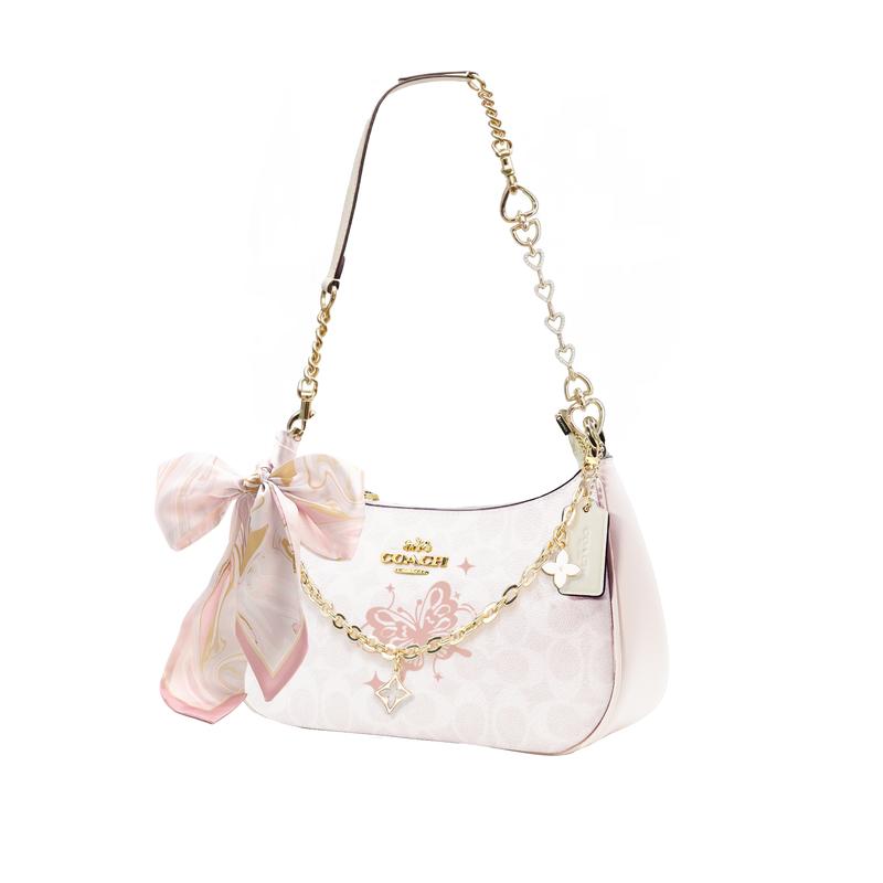Coach Shoulder Bag [Customized Bag] Teri 25 Brand Micro-label Detachable Strap Bow Silk Scarf Extension Chain Printed Feng Rusong Basic Style