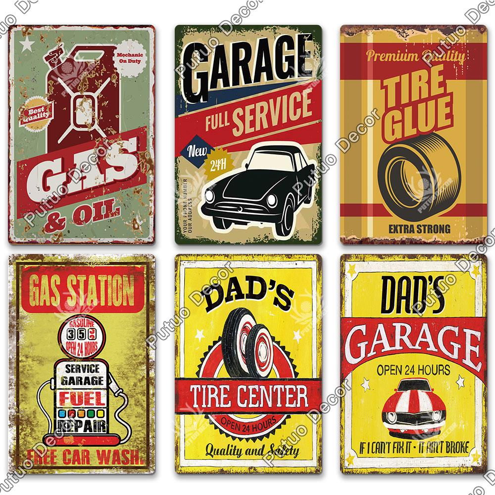 Decor Tire Shop Vintage Tin Sign Plaque Metal Iron Plate Wall Adornment for Garage Gas Station Car Sale Repair Poster