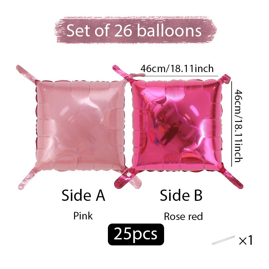 25 Pieces of Double-Sided Square Aluminum Foil Balloon Walls for Anniversary Wedding Season Valentine's Day Birthday Party
