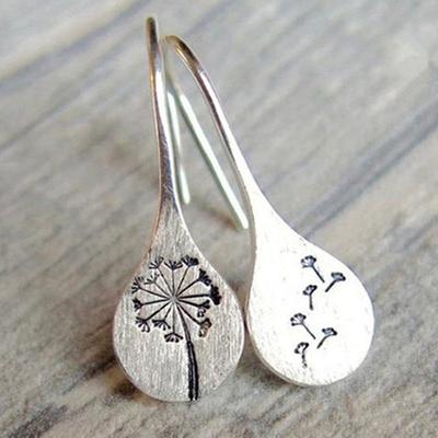 Damen-Ohrring im Vintage-Stil, Löwenzahn-Design, klassischer Stil, eleganter Ohrstecker-Ohrring, Löwenzahn-Spiralöffnung und Fingerring, verstellbares Schmuckset