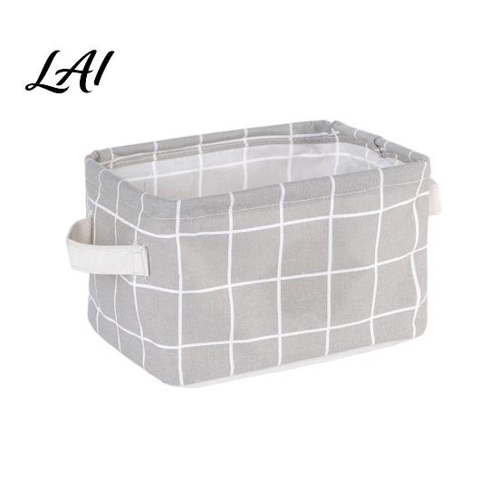 Foldable Storage Basket Cotton And Linen Bin with Handles Waterproof Desktop Nursery Toy Organizer Space Saving for Makeup Book Baby Toys