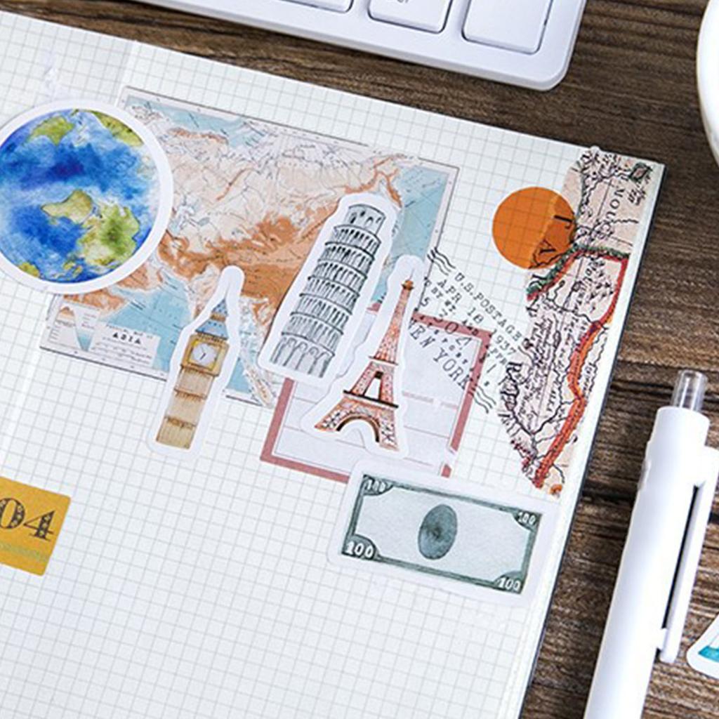 46PCS Travel Stickers  Innovative Diverse Styles Decorative Stickers for Scrapbook Vacation Album