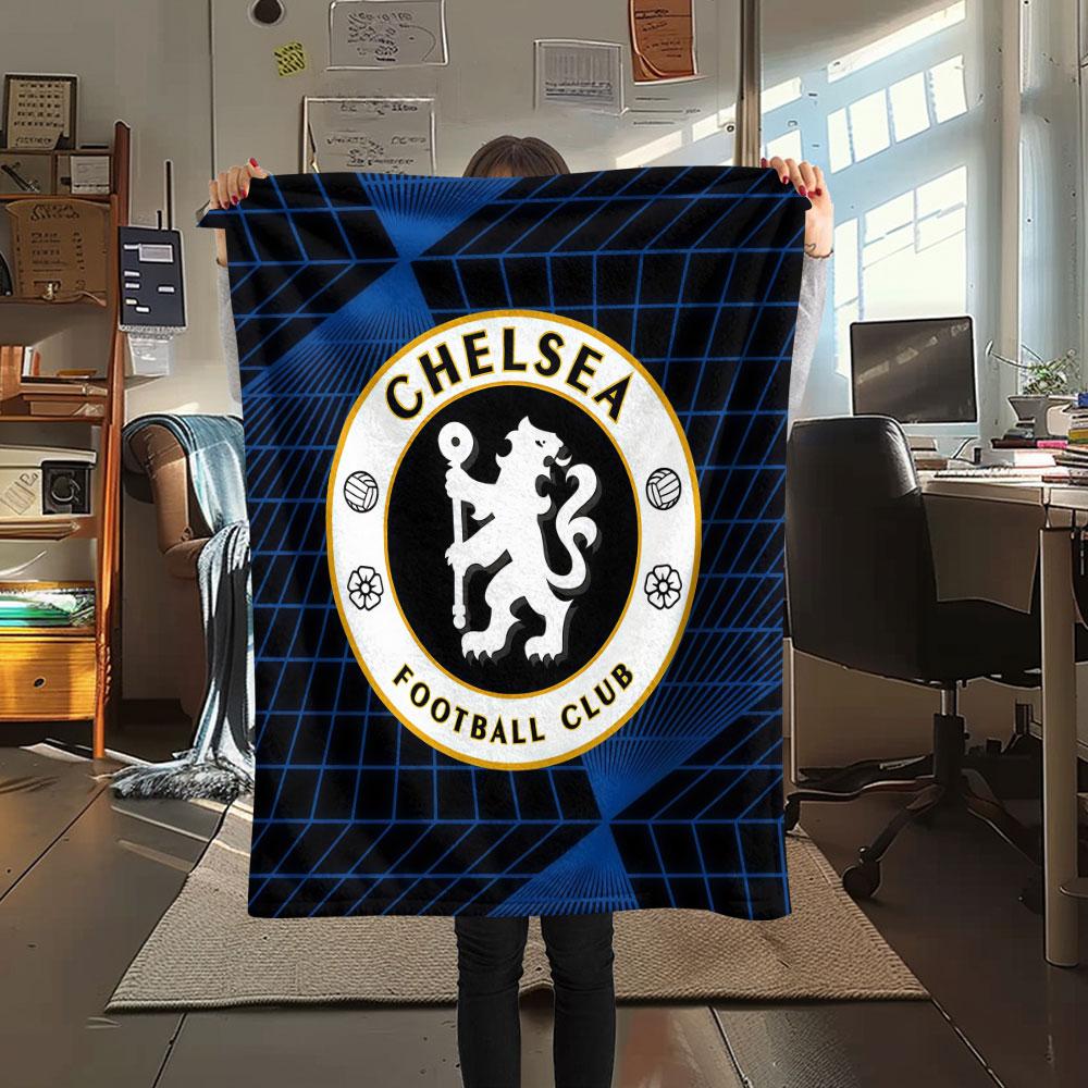 Chelsea bedekte Flanelldecke, weicher Überwurf für Schlafzimmer Sofa, waschbar, Fußballfanartikel, tolles Geschenk.
