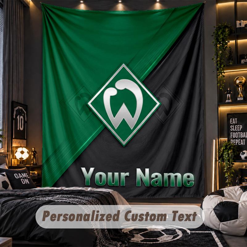 TapestryWerder Bremen FC Custom Name Text Personalized Wall Hanging Tapestry Home Wall Decor