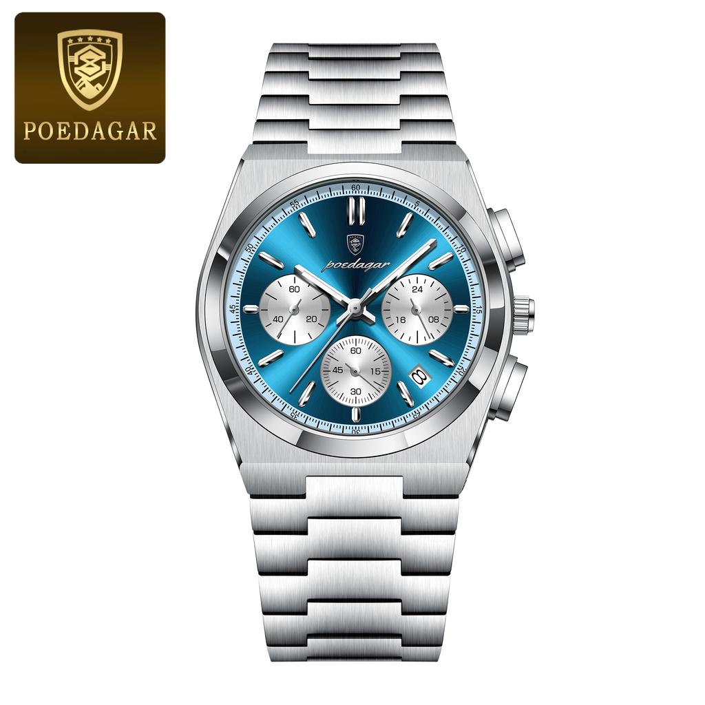 Classical Chronograph Watch Men Luxury Sport Three-Eyes Multifunction Quartz Wristwatch Man Clock Waterproof Luminous Date
