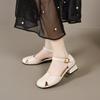 Flat-soled sandals women's summer new round head hollow sandals comfortable low heel word with casual women's shoes