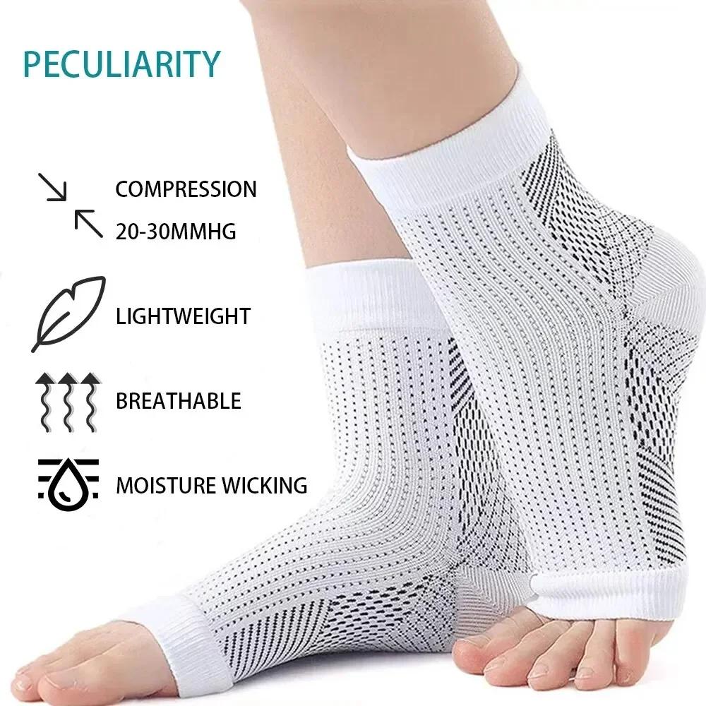 1 Paar Neuropathie-Socken für Männer Frauen, Beruhigende Kompressionssocken gegen Schmerzen, Atmungsaktive Leichte Nano-Nylon-Socken mit Fußgewölbeunterstützung