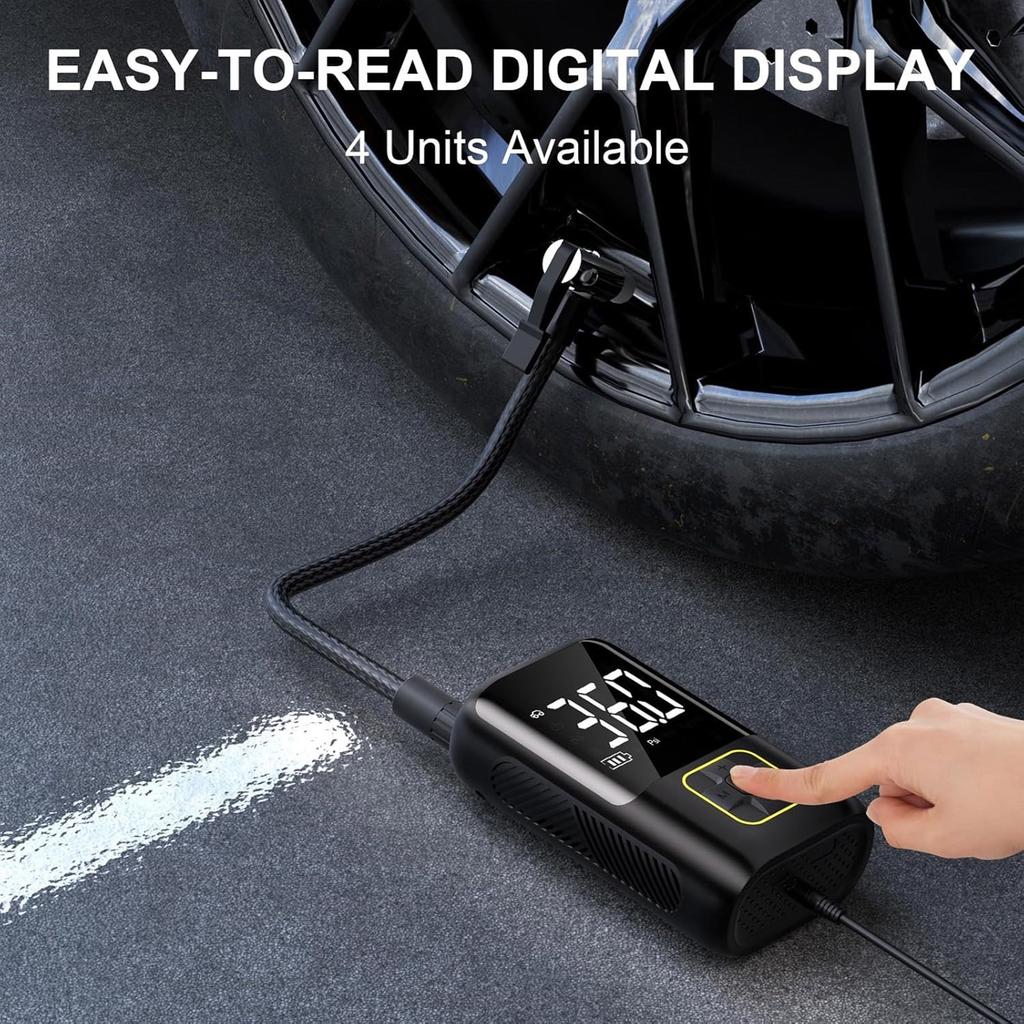 Digital Display Screen Tire Inflator for Car Bike Motorcycle Car Air Compressor Air Pumps with Flashlight Tire Inflator