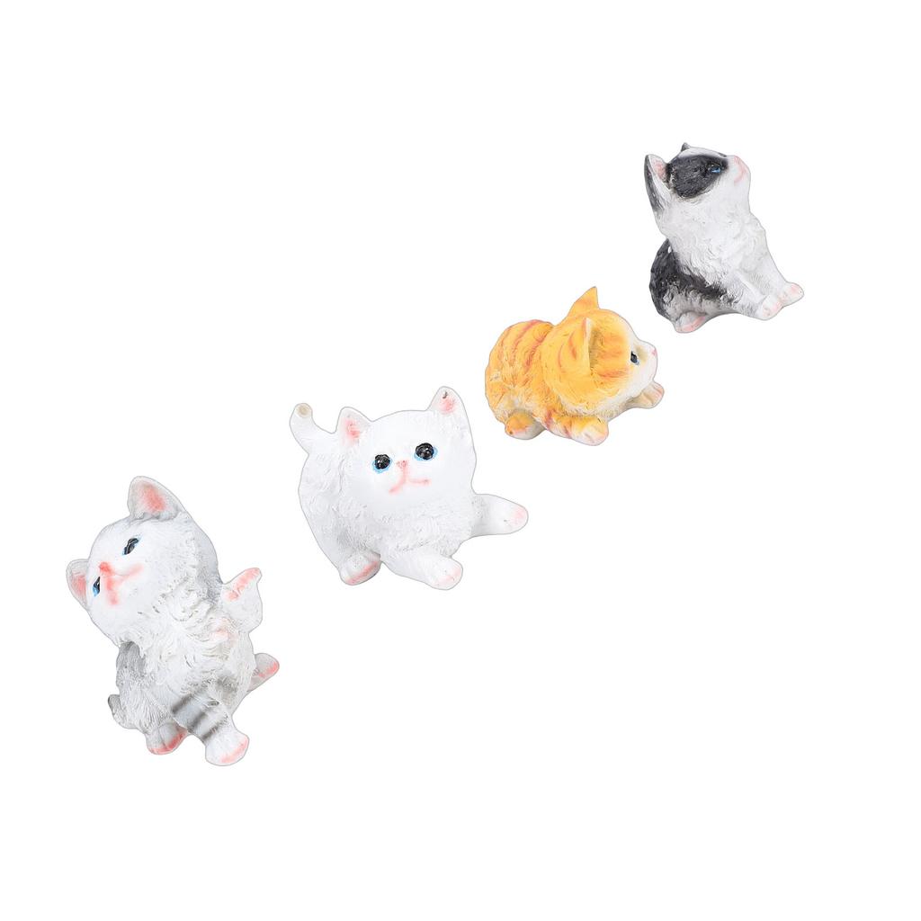 4pcs Miniature Cat Figurines Resin Cute Mini Kittens Statue for Desk Dollhouses Landscape Bonsai Decoration