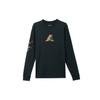Logo Print Vintage Rundhals-Pullover Langarm-T-Shirt Herren Tops Schwarz FB7456-010