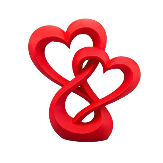 Intertwined Hearts Figurine 3D Printed Love Hearts Statue Table Centerpiece Hearts красный