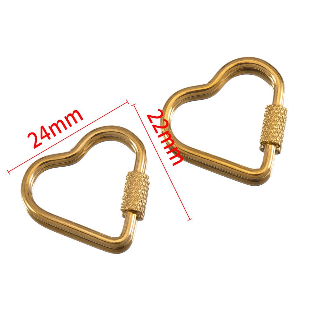 5pcs Stainless Steel D Oval Heart Shape Locking Carabiner Screw Clip Link Hook For DIY Keychain Holder Necklace Jewelry Making
