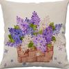 Pastoral Plants and Flowers Pillowcases Lavender Daisy Printed Linen Pillows Home Office