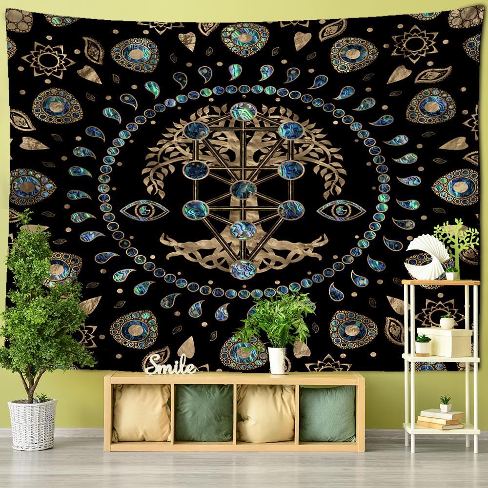 Tree of Life Background Cloth Tapestry Psychedelic Polyester Fabric Printed Bohemian Style Wall Hanging Home Decor