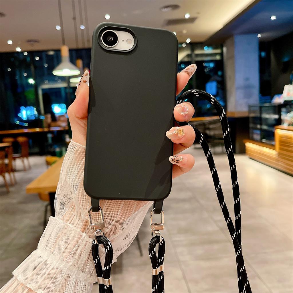 Crossbody Lanyard Candy Color Phone Case for Iphone 17 Air 16 Plus 16E 15 14 13 12 11 Pro Max Silicone Soft TPU Back Cover