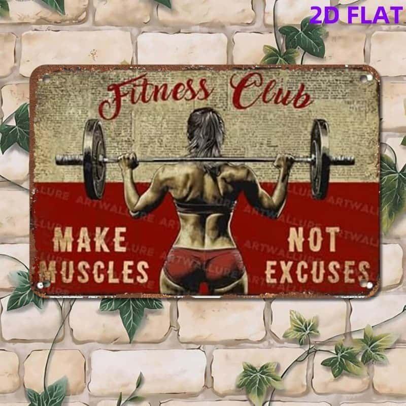 Gym Motivation Metal Tin Sign Fitness Weightlifting Dumbbell Wall Art Decor Home Gym Garage Man Cave Poster Painting