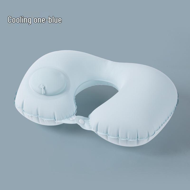 Pressing Inflatable U-Shaped Travel Pillow: Portable Airplane Headrest & Nap Neck Support