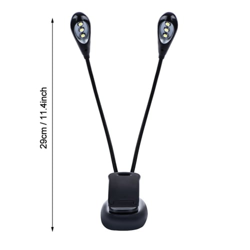 Compact, High-Brightness Clip-on Reading Light with Two Lights, Energy-Saving, Flexible, for Musicians, Performers, Readers, and Students (6 Lights)