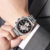 Luksusowe Zegarki Męskie Stal Nierdzewna Luminous Wodoodporny Męski Zegarek na Rękę Chronograf Data Kwarcowy Stylowy Zegarek Męski Reloj