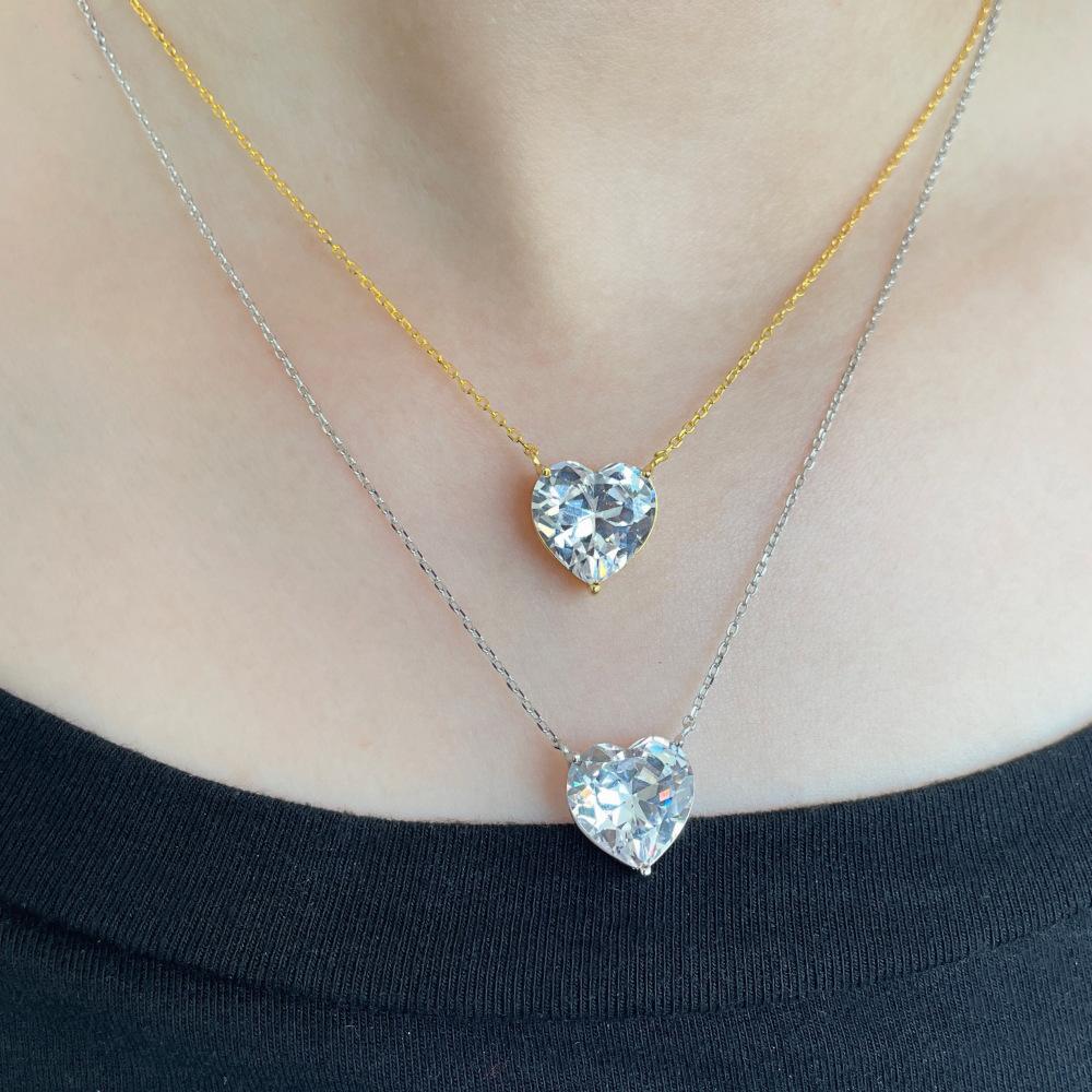 Tancise S925 Sterling Silver Moissanite Colier cu pandantiv cu personalitate de lux pentru femei Classic Tide Sugar plin de lanț de claviculă sălbatică.