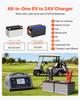 Smart Battery Charger, 30A, 6V 12V 24V LiFePO4 Lead-Acid (Gel/AGM) Lithium Car Battery Charger, with LCD Display, Trickle Charging Maintainer