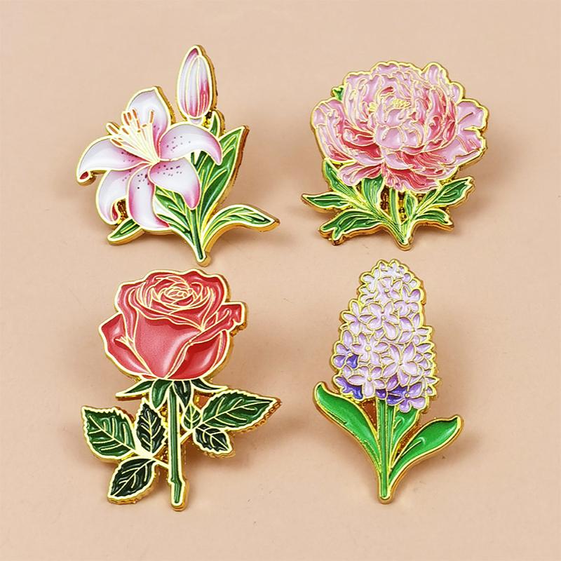 Lovely Flowers Pins For Women Girl'S Clothes Backpack Brooch Pin Plants Badge Gifts