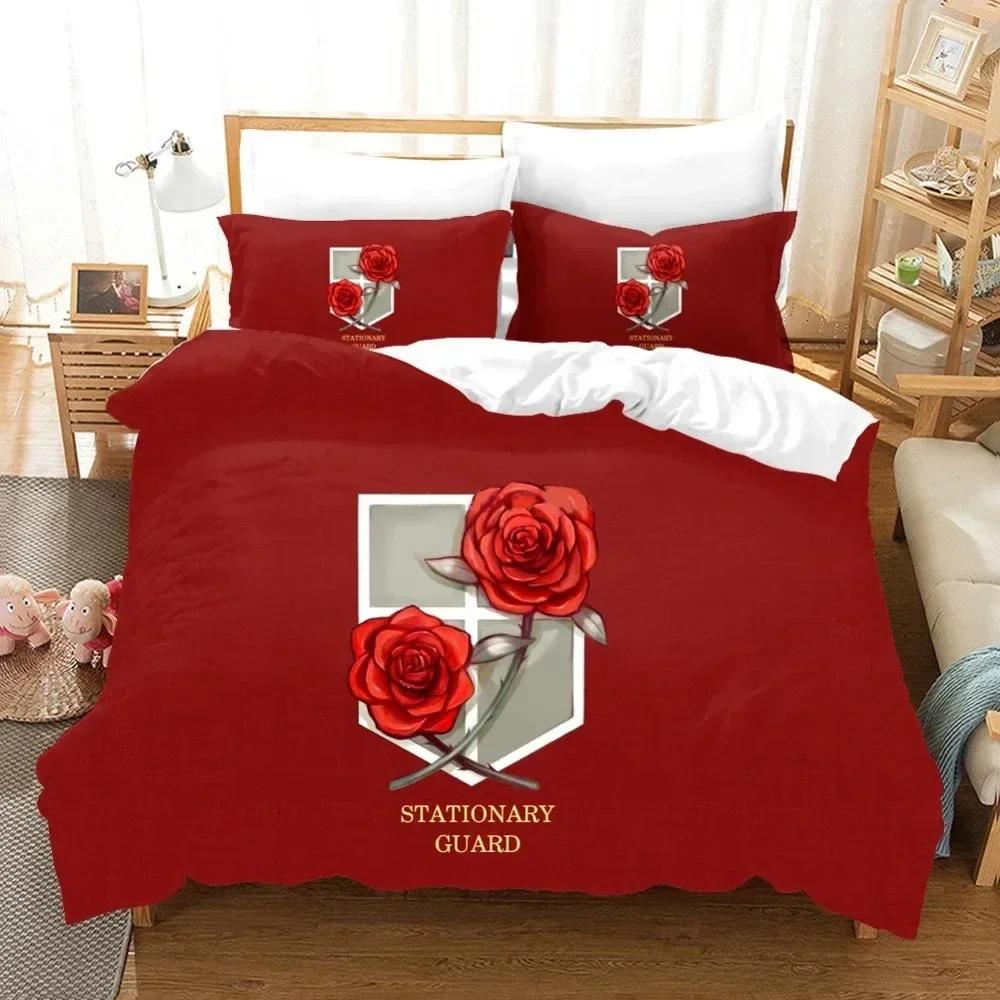 3D Anime Attack On Titan AOT Printed Bed Set Duvet Cover Pillowcase Bedding Set Bed Linen Sheet Quilt Cover Full Queen King Size