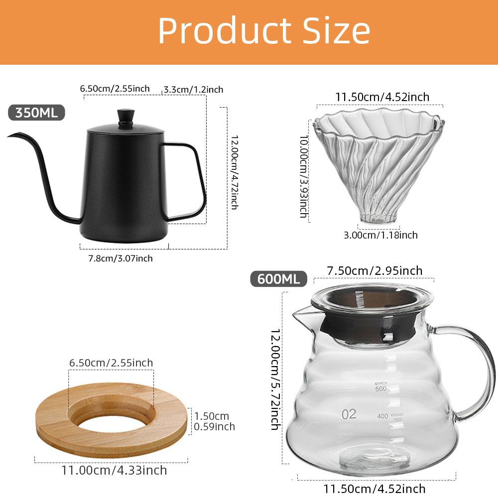 Ensemble de cafetière en verre Pot à partager Filtre à papier gratuit Pot à nuage Pot à goutte américain Ustensiles à café réutilisables