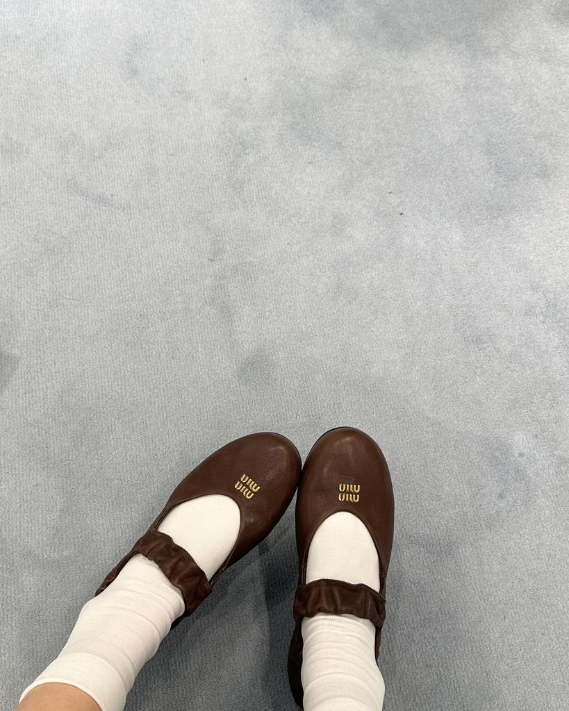 Sheepskin Version~ Leather Round Head One Word with Ballet Shoes Women's Soft-soled Mary Jane Single Shoes Flat-soled Small Leather Shoes Laden Shoes