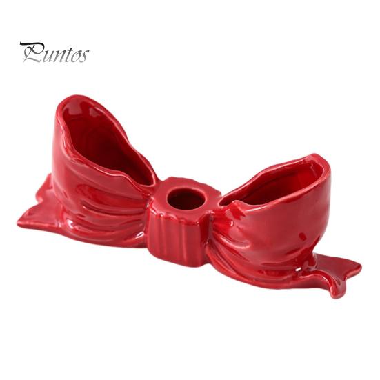 

Подсвечник в форме банта, керамический конусный подсвечник, подсвечник в форме банта для дома, свадебного стола, украшение каминной доски красный