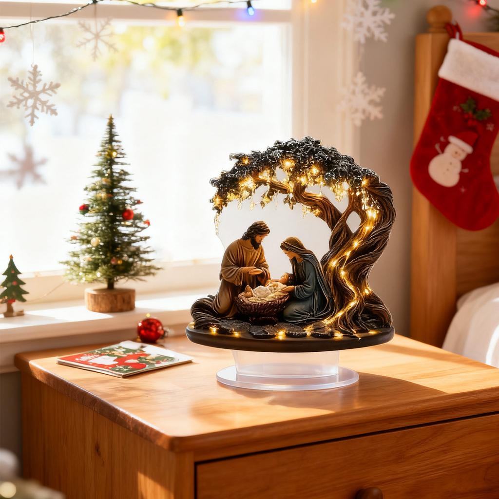 Nyfödd Julscen Skrivbordsprydnad, 2D Akryl Julkrubba, Smal Skrivbordsjulprydnad, Julskrivbordsprydnad