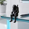Matte Black Mecha Figurine 3D Printed Predator Figurine, Desktop Edge Sitter Statues, Mini Sci-fi Custom Statue Figure, Alien Warrior Sculpture