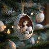 Christmas Ornament Acrylic Animal Egg Tree Pendant 2D Chicken Duck Turtle Eggshell Farm Decorations Holiday Gift for Family Friends