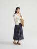 Ge Ming Retro Plaid Mesh Patchwork A-line Mid-length Skirt for Women - Spring Style