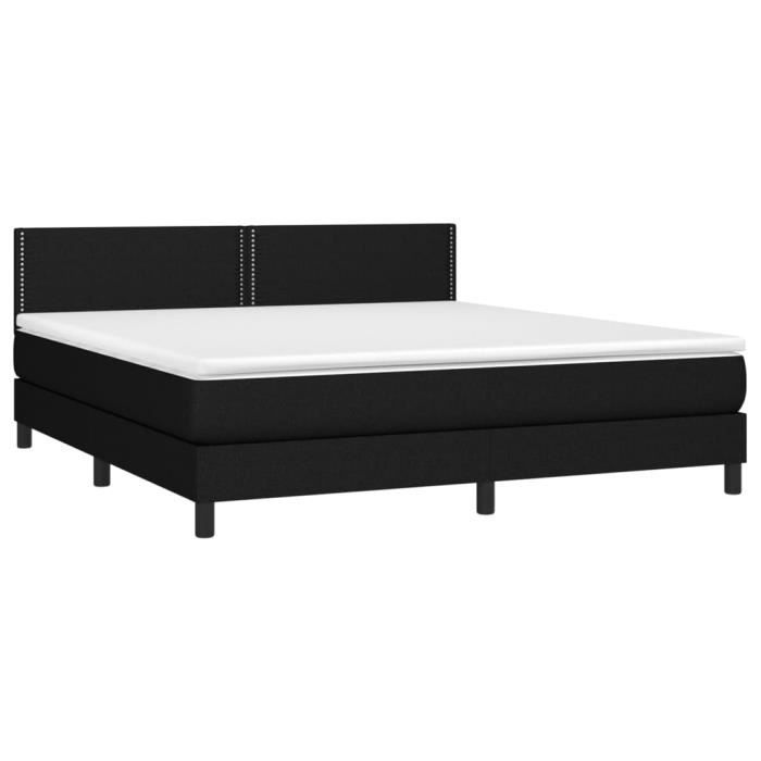 3139995 vidaXL Lit à sommier tapissier avec matelas Noir 180x200 cm Tissu