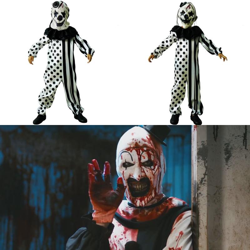Clown Cosplay Terrifier Clothing Polyester Onesie Mask Halloween Party Costume