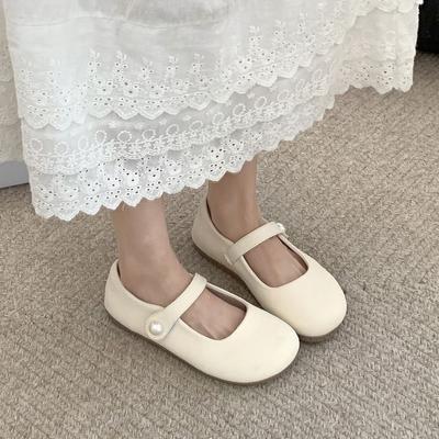 2025 nouvelles Mary Jane à bouche peu profonde française à semelle souple mi-talon pour femmes tempérament doux chaussures simples pantoufles plates en été