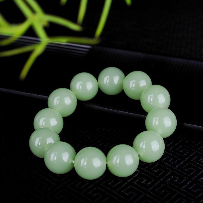 Bracciale in Giada Verde Stile Cinese | Perline di Cristallo Curativo Naturale Gioiello Spirituale Regalo per Donne