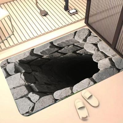 Steinloch 2D Bedruckte Fußmatte Wohnzimmer Schlafzimmer Küche Eingang Teppich Visuelles Loch Heimdekoration Bodenmatte