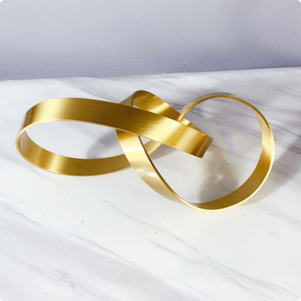 Brass Knot Sculpture Modern Design Abstract Ribbon Statue Polished Finish