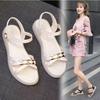Sandals Women's 2025 Summer New Beef Tendon Comfortable Maternity Shoes Leather Surface Wedge Heel Soft Sole Non-slip Word with Sandals Women