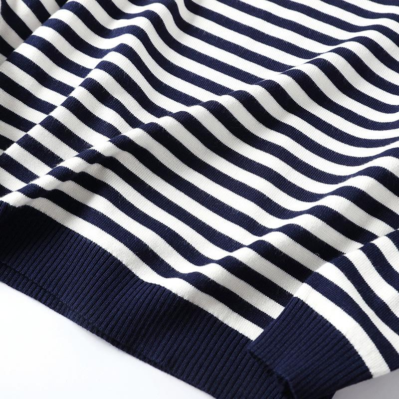 Suéter de punto a rayas de manga larga para mujer, suéteres de punto, tops de cuello redondo, jersey coreano, Pull Femme, Femenino